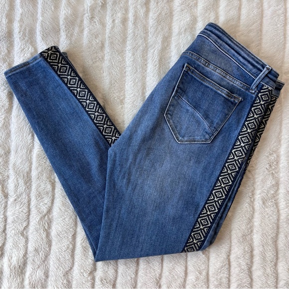 DRIFTWOOD navy white Aztec embroidered Jackie skinny jeans - Picture 6 of 9
